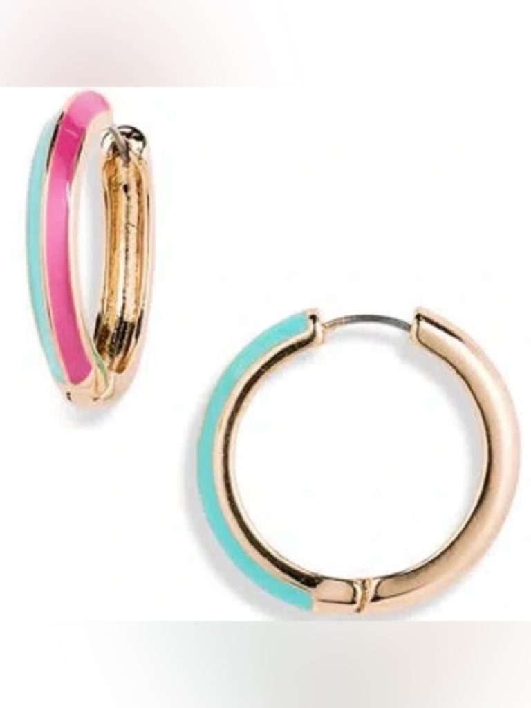 Cara Two-Tone Hoop Earrings In Blue/Pink